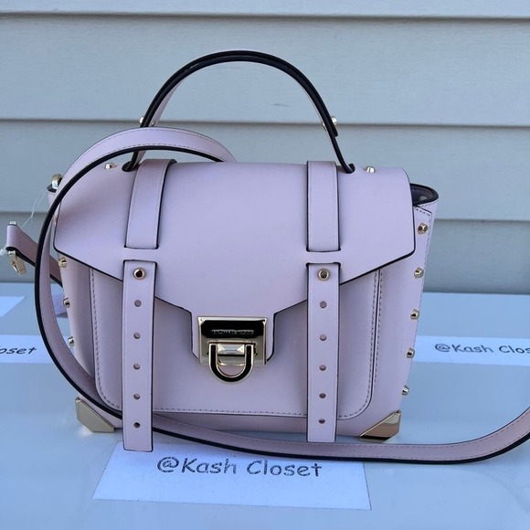 Michael Kors Manhattan Satchel Medium Leather Powder Blush - Picture 3 of 10